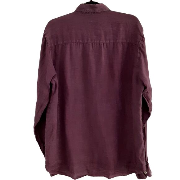 Kolby 100% Linen Button Down Shirt Collared Eggplant Purple Mens XL Sustainable - Picture 2 of 10